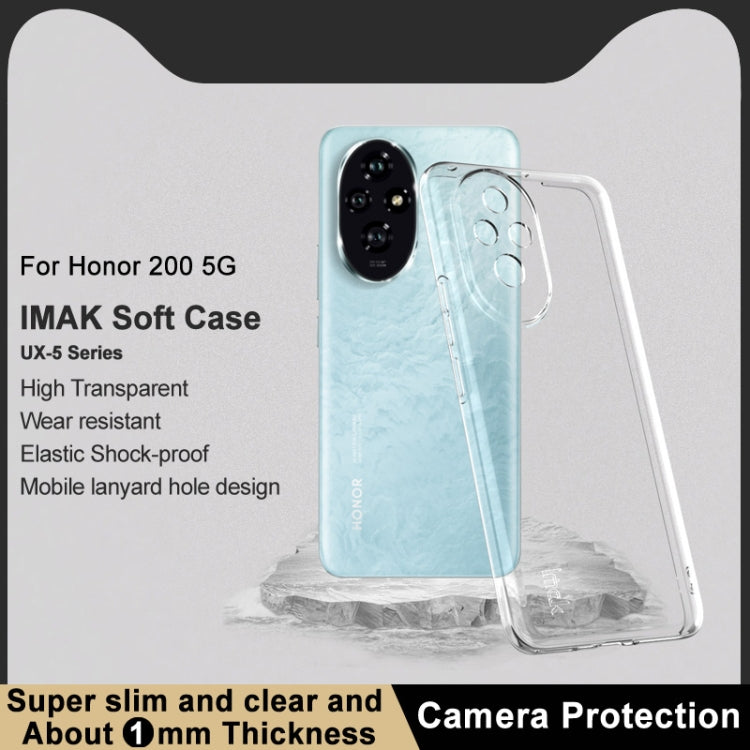 For Honor 200 5G imak UX-5 Series Super Slim Transparent Shockproof TPU Protective Case(Transparent) - Honor Cases by imak | Online Shopping UK | buy2fix