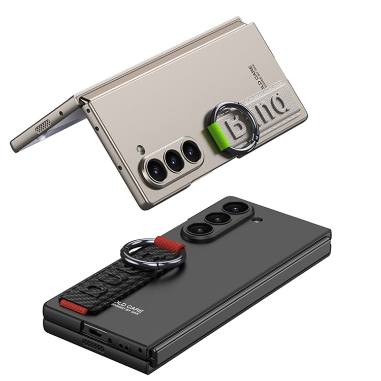 For Samsung Galaxy Z Fold6 GKK Integrated Accurate Hole Side Wrist Strap Ring Phone Case(Black) by GKK