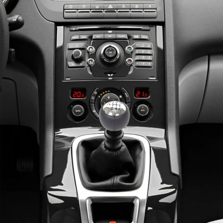 For Peugeot 307 / 308 Car Gear Lever Hand Ball Leather Gear Shift Knob, Style:6 Speed by buy2fix