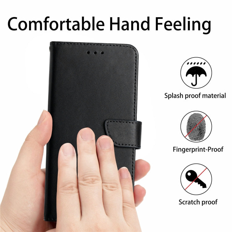 For Samsung Galaxy S24 FE HT02 Genuine Leather Fingerprint-proof Flip Phone Case(Black) - Galaxy S24 FE 5G Cases by buy2fix | Online Shopping UK | buy2fix