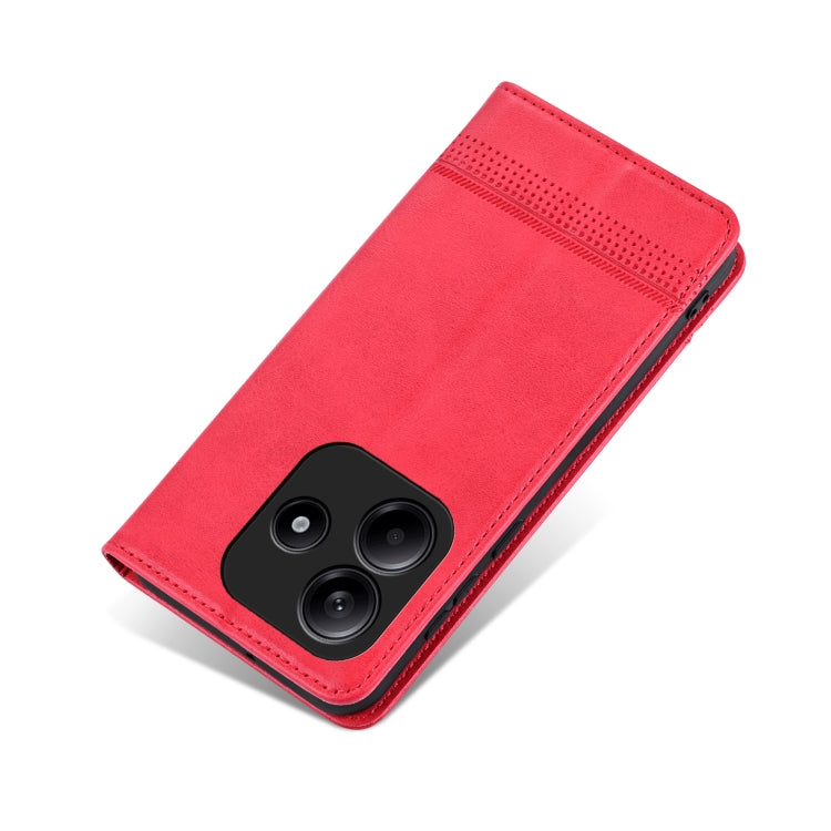 For Redmi Note 14 5G AZNS Magnetic Calf Texture Flip Leather Phone Case(Red) by AZNS