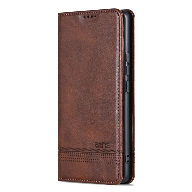For Redmi Note 14 5G AZNS Magnetic Calf Texture Flip Leather Phone Case(Dark Brown) - Note 14 Cases by AZNS | Online Shopping UK | buy2fix