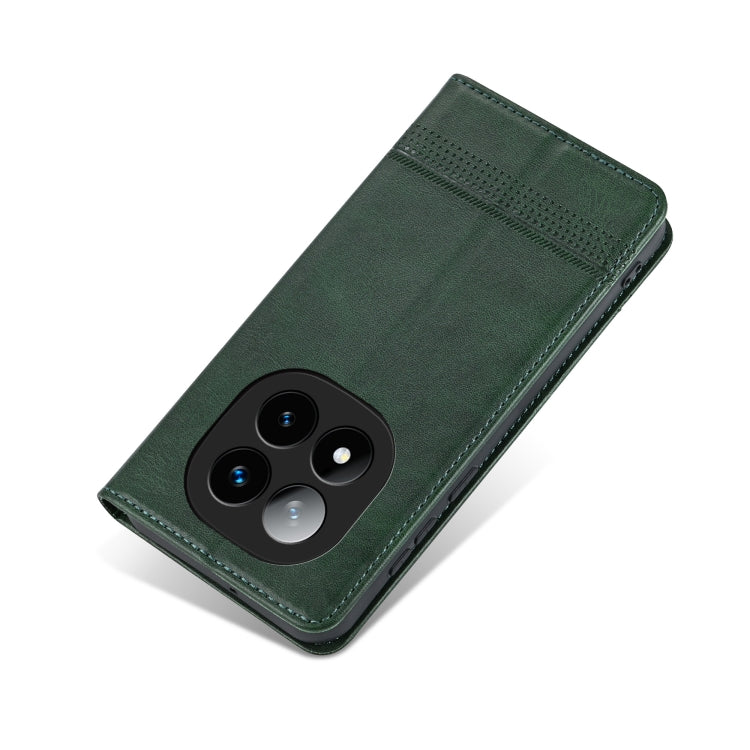 For Redmi Note 14 Pro 5G AZNS Magnetic Calf Texture Flip Leather Phone Case(Dark Green) by AZNS