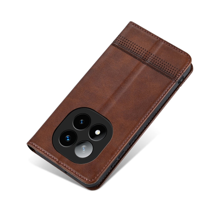 For Redmi Note 14 Pro+ 5G AZNS Magnetic Calf Texture Flip Leather Phone Case(Dark Brown) by AZNS