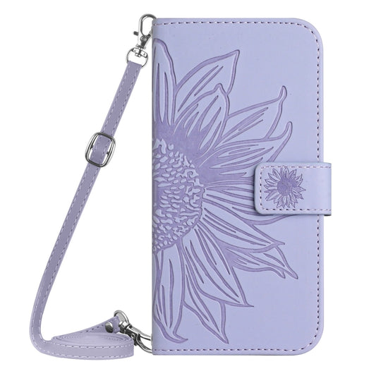 For Samsung Galaxy S25+ 5G Skin Feel Sun Flower Embossed Flip Leather Phone Case with Lanyard(Purple) by buy2fix