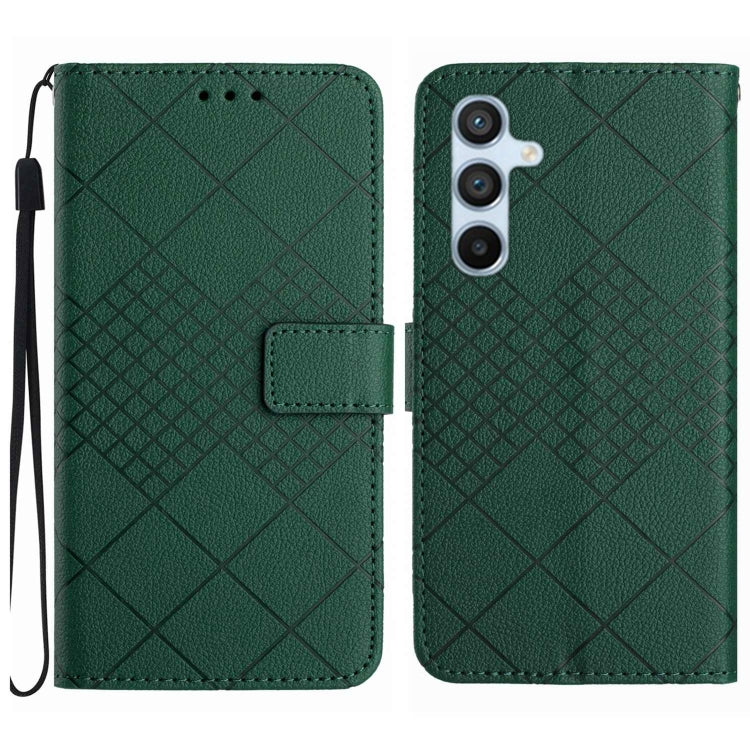 For Samsung Galaxy S25+ 5G Rhombic Grid Texture Leather Phone Case(Green) - Galaxy S25+ 5G Cases by buy2fix | Online Shopping UK | buy2fix