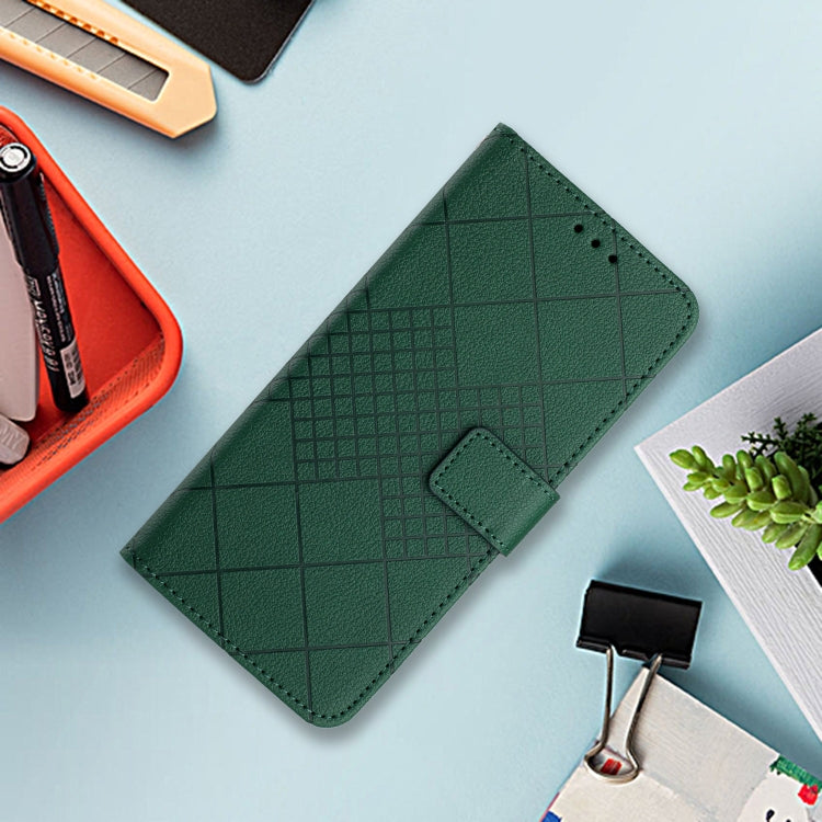 For Samsung Galaxy S25+ 5G Rhombic Grid Texture Leather Phone Case(Green) - Galaxy S25+ 5G Cases by buy2fix | Online Shopping UK | buy2fix
