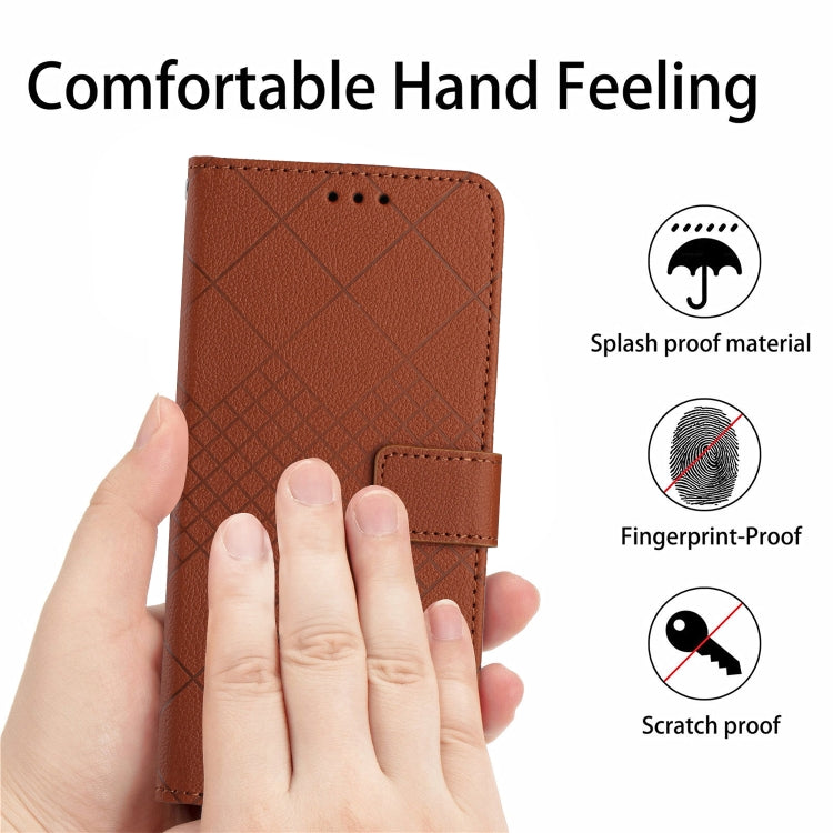 For Samsung Galaxy S25+ 5G Rhombic Grid Texture Leather Phone Case(Brown) - Galaxy S25+ 5G Cases by buy2fix | Online Shopping UK | buy2fix