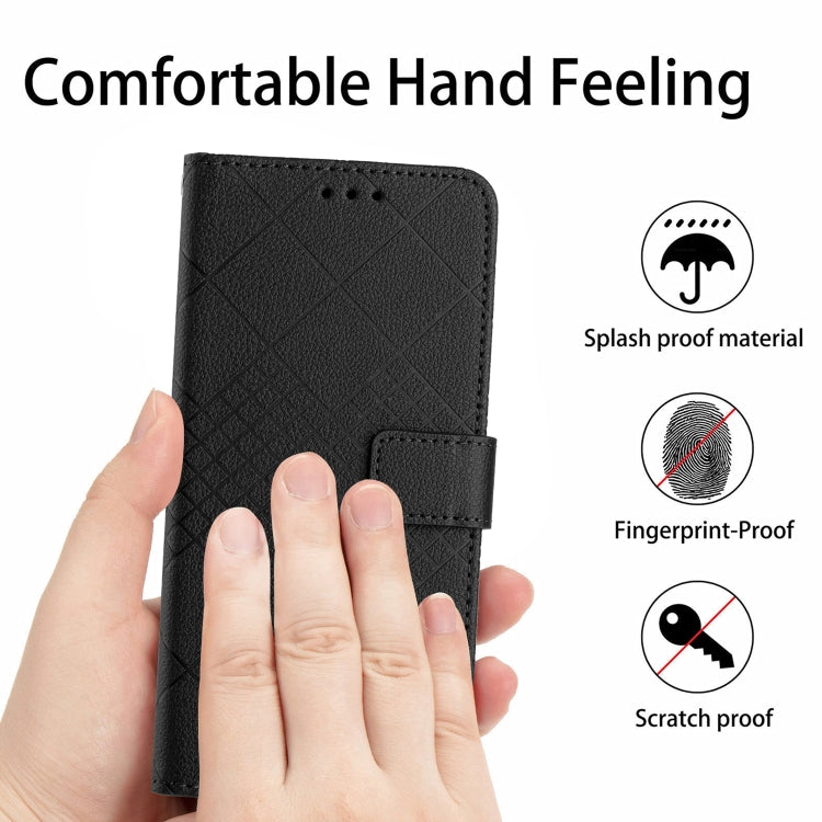 For Samsung Galaxy S25+ 5G Rhombic Grid Texture Leather Phone Case(Black) - Galaxy S25+ 5G Cases by buy2fix | Online Shopping UK | buy2fix