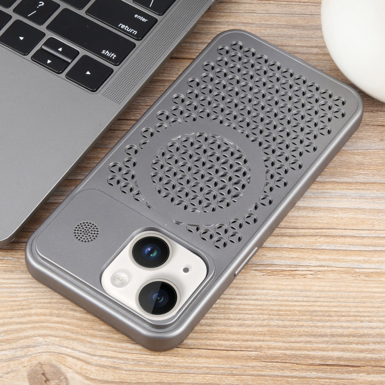 For iPhone 14 Pure Color Honeycomb Aromatherapy MagSafe Phone Case(Grey) by buy2fix