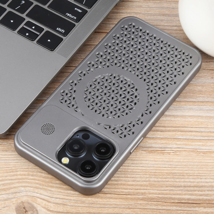 For iPhone 13 Pro Max Pure Color Honeycomb Aromatherapy MagSafe Phone Case(Grey) by buy2fix