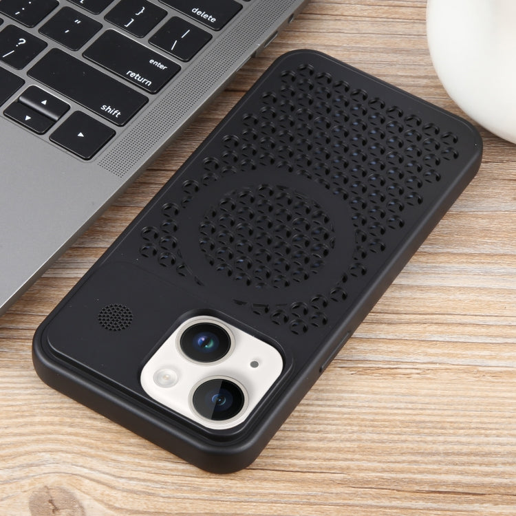 For iPhone 13 Pure Color Honeycomb Aromatherapy MagSafe Phone Case(Black) by buy2fix