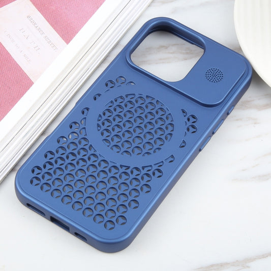 For iPhone 16 Pro Pure Color Honeycomb Aromatherapy MagSafe Phone Case(Blue) by buy2fix
