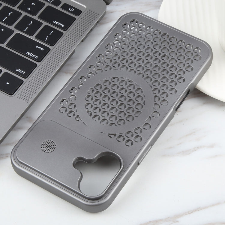 For iPhone 16 Plus Pure Color Honeycomb Aromatherapy MagSafe Phone Case(Grey) - iPhone 16 Plus Cases by buy2fix | Online Shopping UK | buy2fix