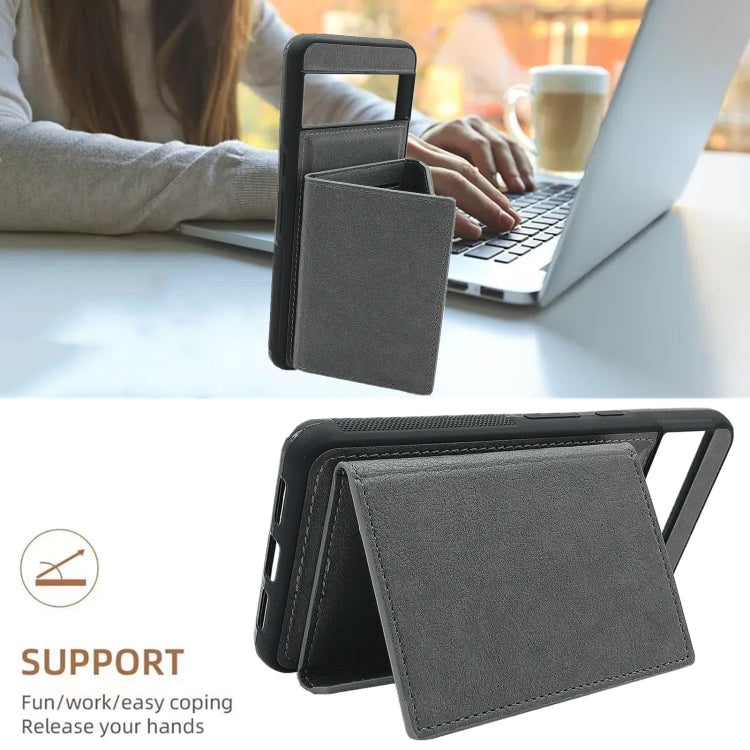 For Google Pixel 9 / 9 Pro Solid Color Metal Buckle Card Slots Bag Phone Case(Grey) by buy2fix