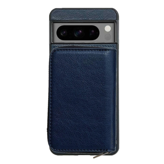For Google Pixel 9 Pro XL Solid Color Zipper 11-Card Slots Bag Phone Case with Lanyard(Blue) by buy2fix
