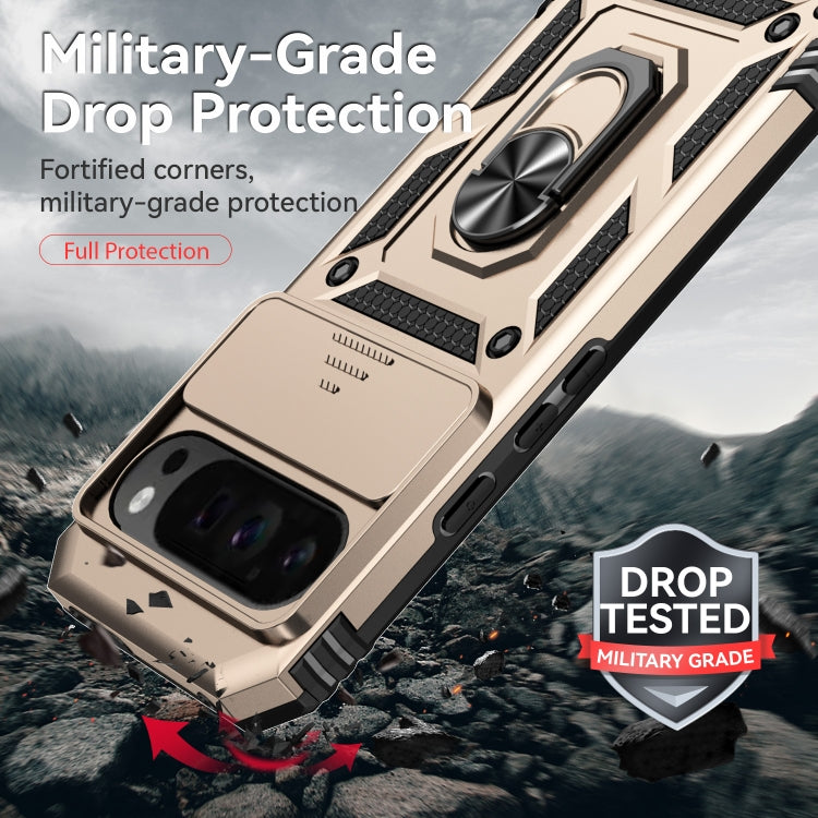 For Google Pixel 9 Pro Sliding Camshield Holder Phone Case(Gold) by buy2fix