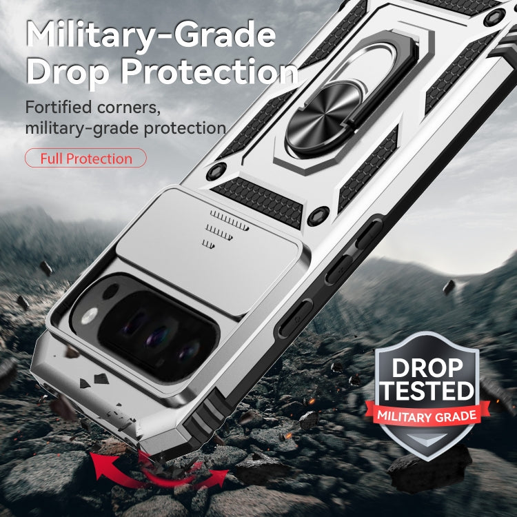 For Google Pixel 9 Pro Sliding Camshield Holder Phone Case(Silver) by buy2fix