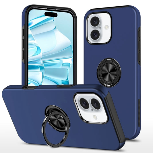 For iPhone 16 Plus Magnetic Ring Holder Phone Case(Navy Blue) by buy2fix