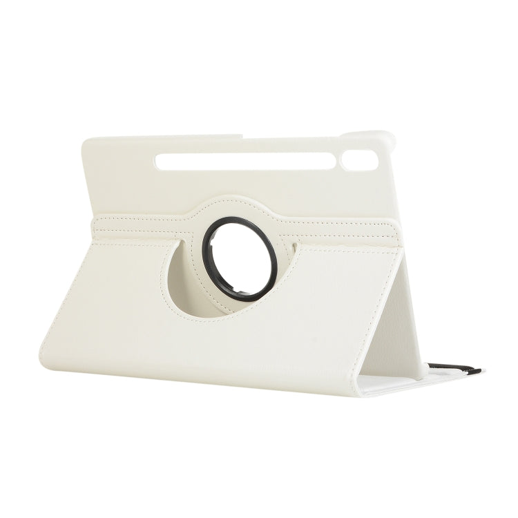 For Samsung Galaxy Tab S7 T870 2020 / Tab S8 Litchi Texture Horizontal Flip 360 Degrees Rotation Leather Case with Holder(White) - Other Galaxy Tab PC by buy2fix | Online Shopping UK | buy2fix