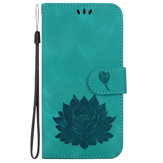 For Motorola Edge 2024 Lotus Embossed Leather Phone Case(Green) by buy2fix