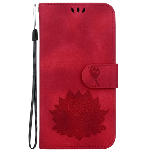 For iPhone 16 Pro Lotus Embossed Leather Phone Case(Red) by buy2fix