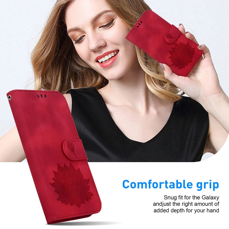 For iPhone 16 Pro Lotus Embossed Leather Phone Case(Red) by buy2fix