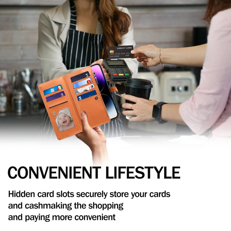 For Samsung Galaxy S24+ 5G ESEBLE Star Series Lanyard Zipper Wallet RFID Leather Case(Brown) - Galaxy S24+ 5G Cases by ESEBLE | Online Shopping UK | buy2fix
