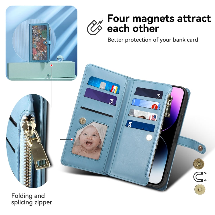 For Samsung Galaxy S24+ 5G ESEBLE Star Series Lanyard Zipper Wallet RFID Leather Case(Blue) - Galaxy S24+ 5G Cases by ESEBLE | Online Shopping UK | buy2fix