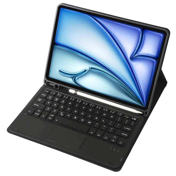 For iPad Air 11 2025 / 2024 / Air 5 10.9 / Air 4 A098B-A Detachable Ultra-Thin Bluetooth Touch Keyboard Leather Tablet Case with Pen Slot(Black) by buy2fix