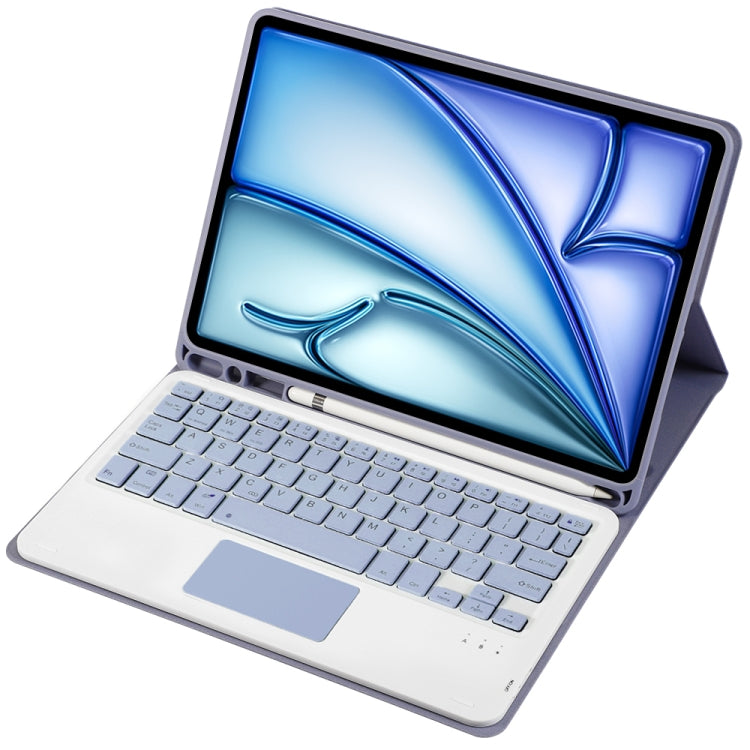 For iPad Air 11 2025 / 2024 / Air 5 10.9 / Air 4 A098B-A Detachable Ultra-Thin Bluetooth Touch Keyboard Leather Tablet Case with Pen Slot(Purple) by buy2fix