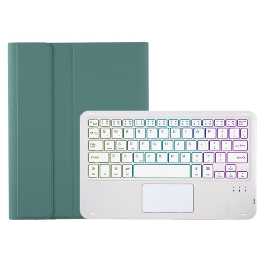 For iPad Air 11 2025 / 2024 / Air 5 10.9 / Air 4 A098B-AS Detachable Ultra-Thin Backlit Bluetooth Touch Keyboard Leather Tablet Case with Pen Slot(Dark Green) by buy2fix