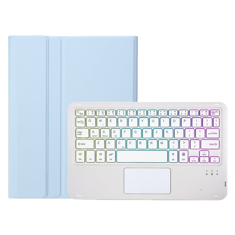 For iPad Air 11 2025 / 2024 / Air 5 10.9 / Air 4 A098B-AS Detachable Ultra-Thin Backlit Bluetooth Touch Keyboard Leather Tablet Case with Pen Slot(Light Blue) - For iPad Air by buy2fix | Online Shopping UK | buy2fix