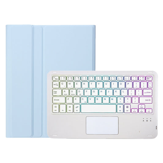 For iPad Air 11 2025 / 2024 / Air 5 10.9 / Air 4 A098B-AS Detachable Ultra-Thin Backlit Bluetooth Touch Keyboard Leather Tablet Case with Pen Slot(Light Blue) - For iPad Air by buy2fix | Online Shopping UK | buy2fix