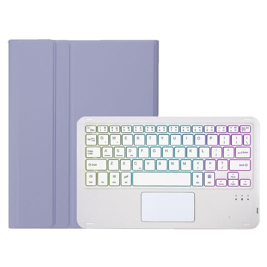 For iPad Air 11 2025 / 2024 / Air 5 10.9 / Air 4 A098B-AS Detachable Ultra-Thin Backlit Bluetooth Touch Keyboard Leather Tablet Case with Pen Slot(Purple) - For iPad Air by buy2fix | Online Shopping UK | buy2fix