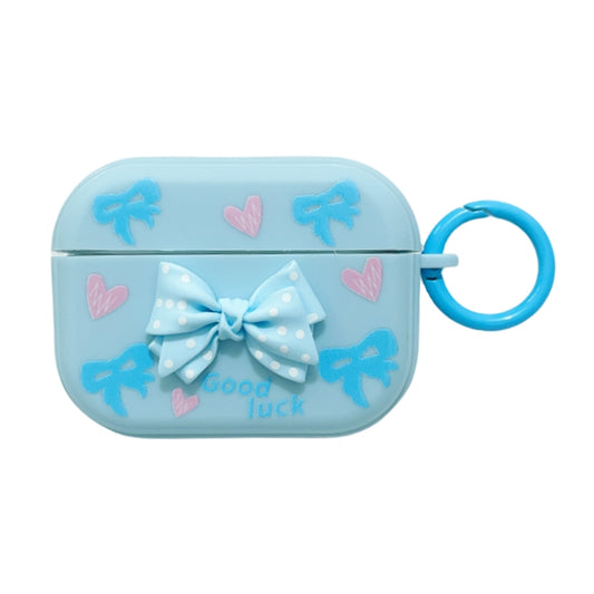 For AirPods Pro 3D Dot Bowknot Bluetooth Earphone Protective Case(Blue) by buy2fix