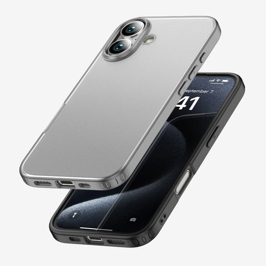 For iPhone 16 Plus Armor Clear TPU Hard PC Phone Case(Matte Black) by buy2fix