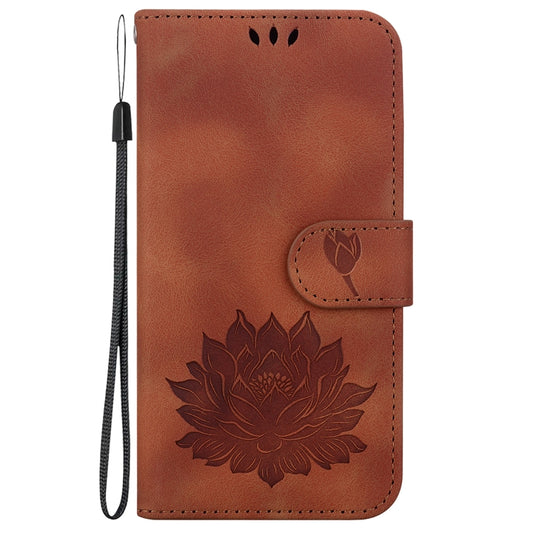 For Google Pixel 9 Pro Lotus Embossed Leather Phone Case(Brown) by buy2fix