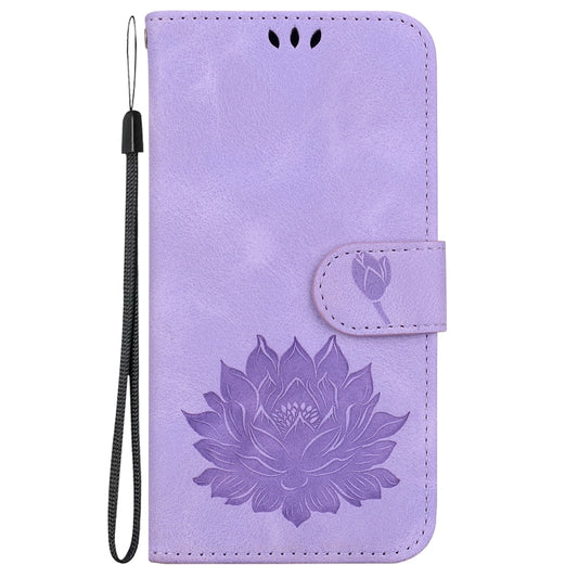 For Google Pixel 9 Lotus Embossed Leather Phone Case(Purple) by buy2fix