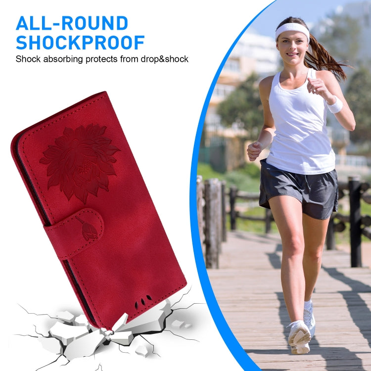 For Redmi K70 / K70 Pro Lotus Embossed Leather Phone Case(Red) - Xiaomi Cases by buy2fix | Online Shopping UK | buy2fix