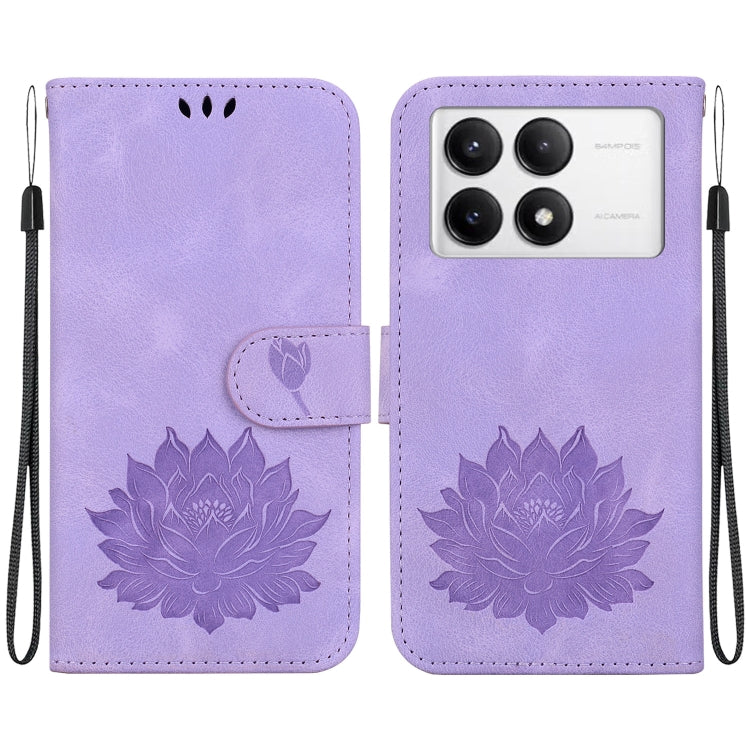 For Redmi K70 / K70 Pro Lotus Embossed Leather Phone Case(Purple) - Xiaomi Cases by buy2fix | Online Shopping UK | buy2fix