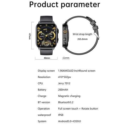 LEMFO HK95 1.952 inch BT5.0 IP68 Sport Smart Watch, Support Bluetooth Call / Sleep / Blood Oxygen / Heart Rate / Blood Pressure Health Monitor(Silver) by LEMFO