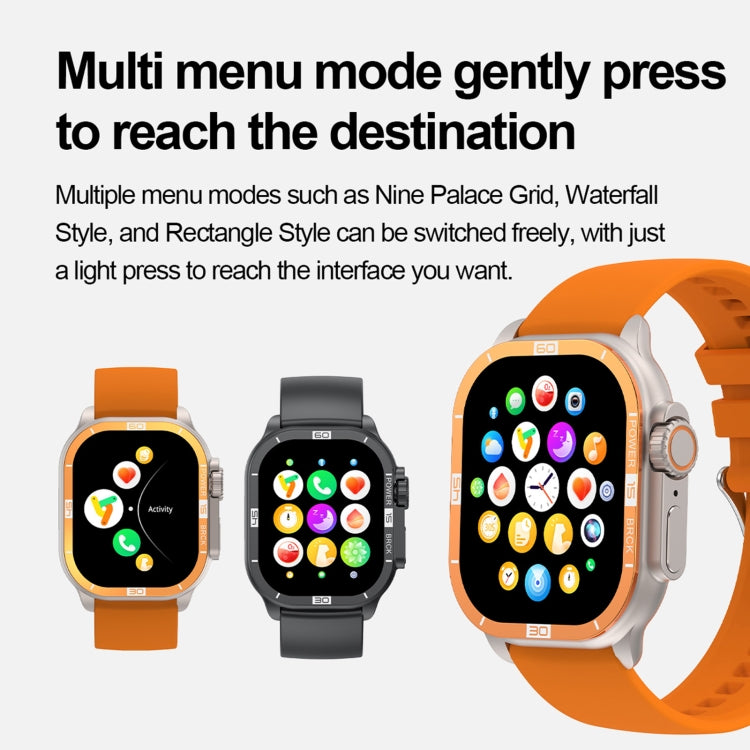HK96S 2.06 inch BT5.3 IP68 Sport Smart Watch, Support Bluetooth Call / Sleep / Blood Oxygen / Heart Rate / Blood Pressure Health Monitor(Orange) - Smart Watches by buy2fix | Online Shopping UK | buy2fix
