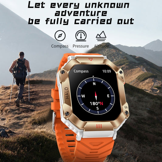 KR80 2.0 inch BT5.1 IP67 Sport Smart Watch, Support Bluetooth Call / Sleep / Blood Oxygen / Heart Rate / Blood Pressure Health Monitor(Black+Orange) by buy2fix