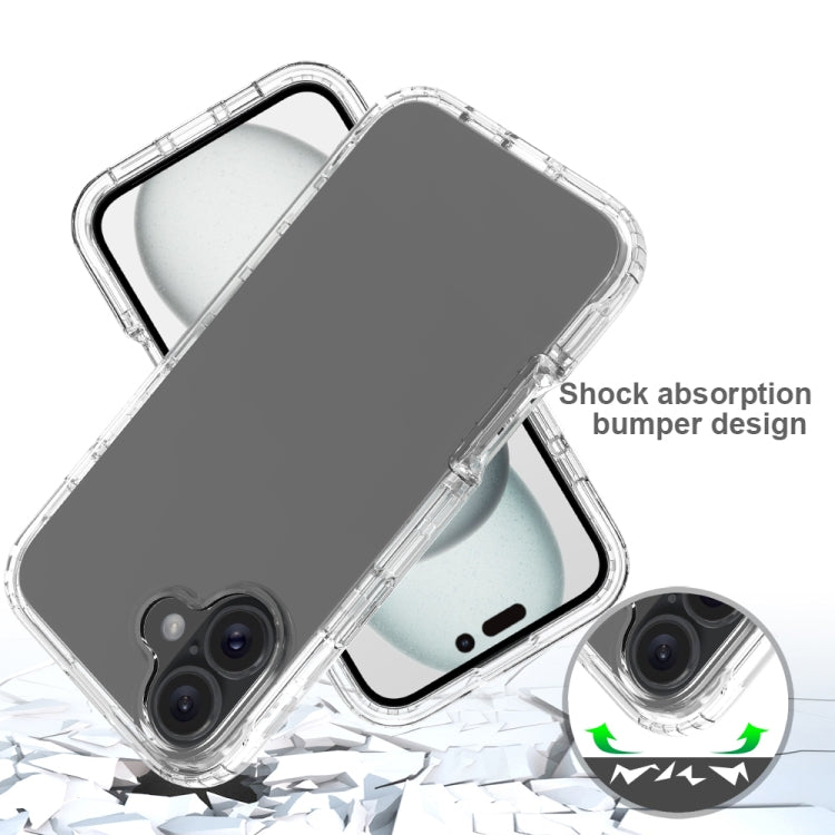 For iPhone 16 Plus Clear TPU Hybrid PC Shockproof Phone Case(Transparent) by buy2fix