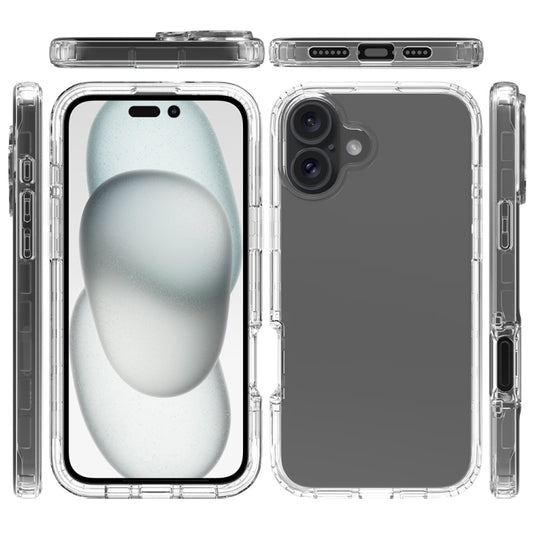 For iPhone 16 Clear TPU Hybrid PC Shockproof Phone Case(Transparent) by buy2fix