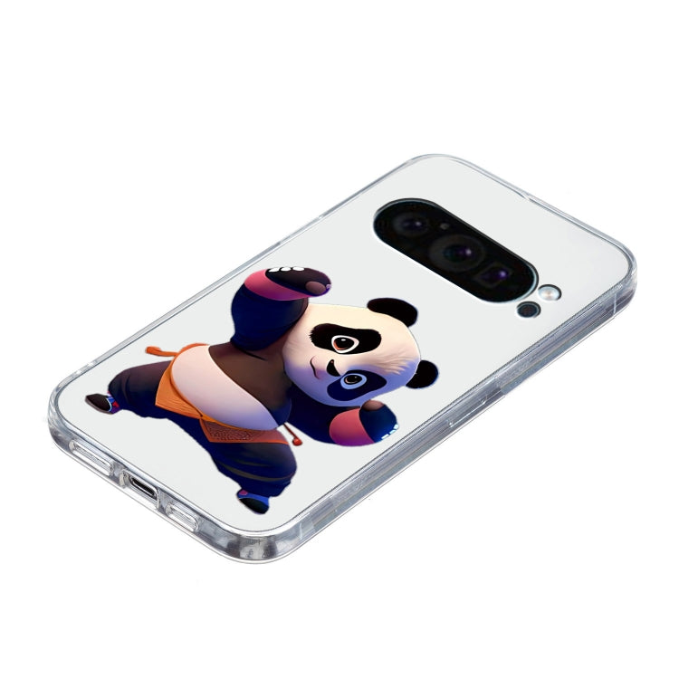 For Google Pixel 9 Colored Drawing Pattern Transparent TPU Phone Case(Panda) by buy2fix