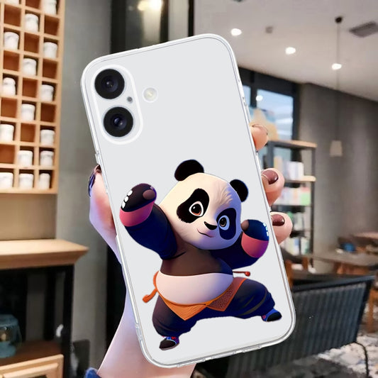 For iPhone 16 Plus Colored Drawing Pattern Transparent TPU Phone Case(Panda) by buy2fix