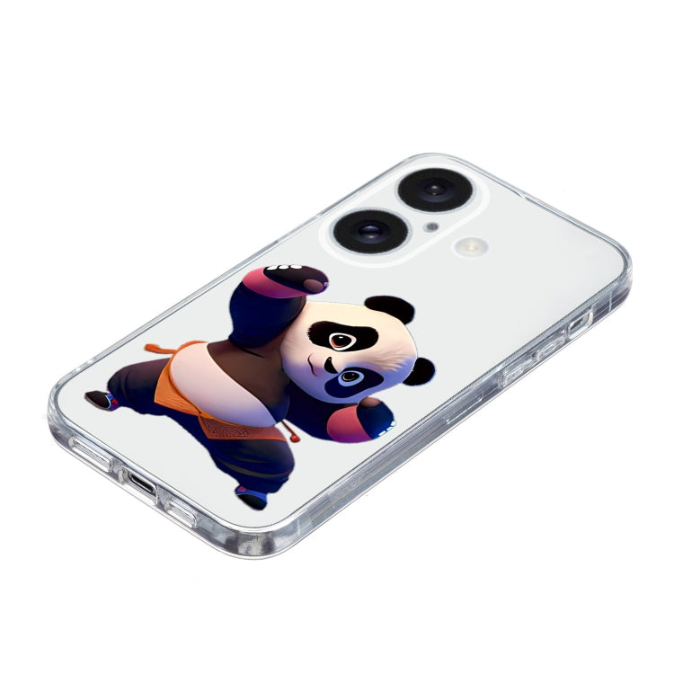 For iPhone 16 Plus Colored Drawing Pattern Transparent TPU Phone Case(Panda) by buy2fix