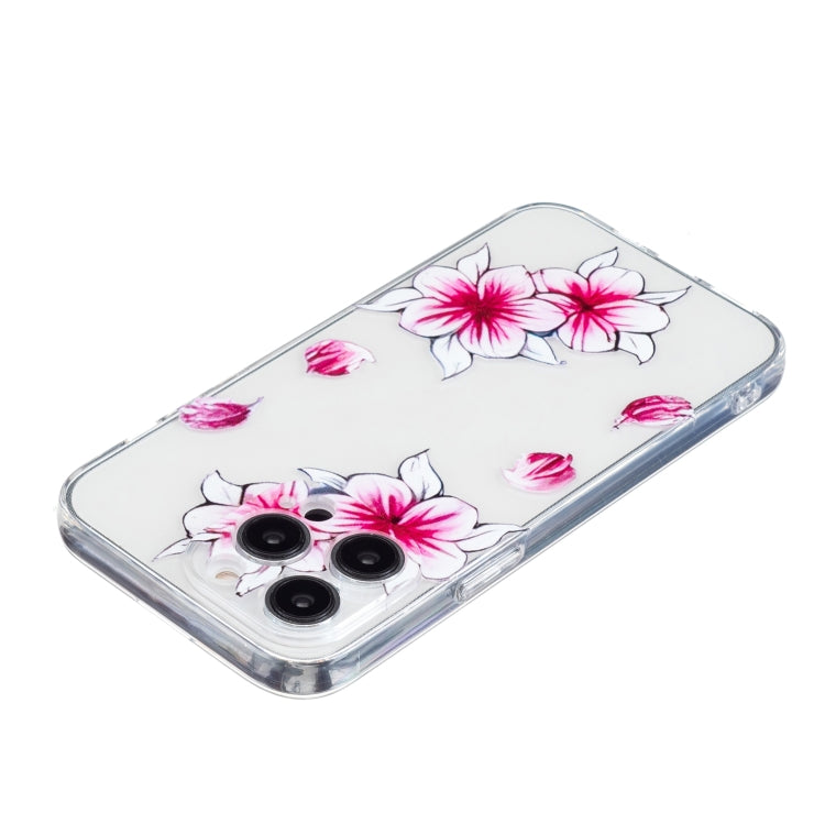 For iPhone 16 Pro Colored Drawing Pattern Transparent TPU Phone Case(Sakura) by buy2fix